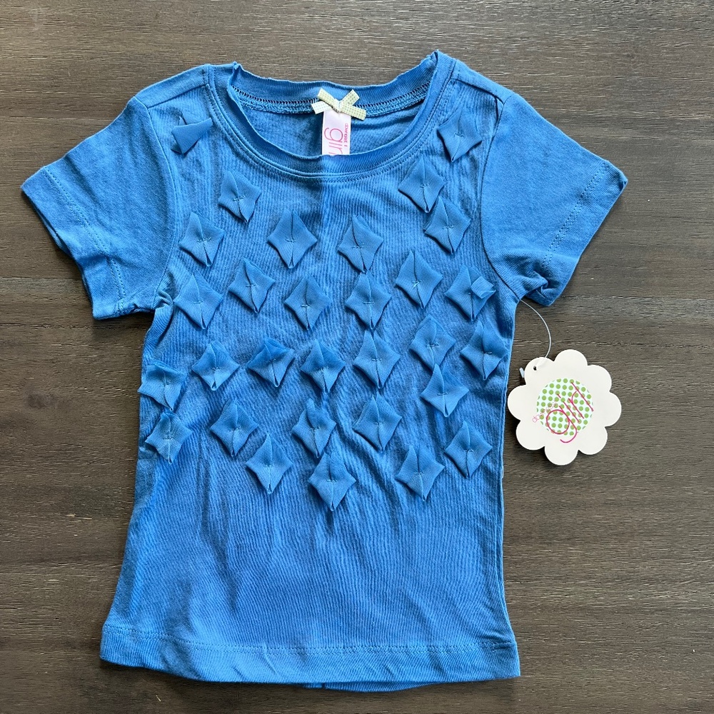 New Downeast Girl Blue T-shirt with Silky 3D Diamonds Stitched